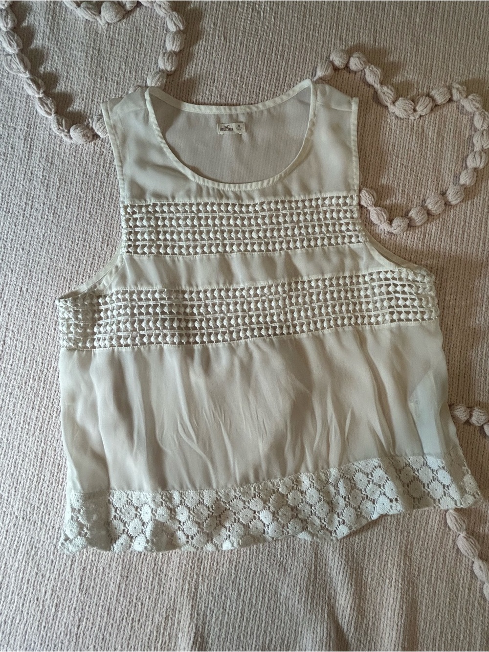 Hollister Cream Crochet-Trim Sleeveless Camisole